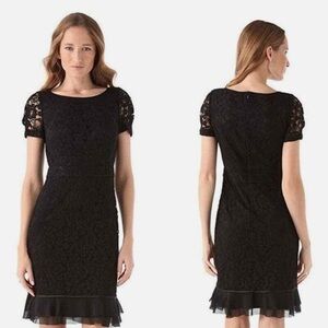 Tory Burch Dress Women’s 4 Lace Black Bovary Short Sleeve Short Silk Blend  DD
